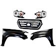 5-Piece Kit, Front, Driver and Passenger Side Fender, For Models Without Wheel Opening Mouldings, CAPA Certified, Includes (2) Fender, (1) Grille, and (2) Headlight