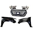 5-Piece Kit, Front, Driver and Passenger Side Fender, For Models Without Wheel Opening Mouldings, CAPA Certified, Includes (2) Fender, (1) Grille, and (2) Headlight