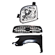 3-Piece Kit, Grille Chrome Shell with Painted Black Insert, Regular or Access Cab Models, For Models With Fender Flares, Includes (1) Fender, (1) Grille, and (1) Headlight