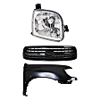 3-Piece Kit, Front, Passenger Side Fender, For Models With Fender Flares, Includes (1) Fender, (1) Grille, and (1) Headlight
