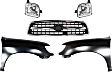 5-Piece Kit, Grille Chrome Shell with Painted Black Insert, Includes (2) Fender, (1) Grille, and (2) Headlight