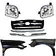 5-Piece Kit, Front, Driver and Passenger Side Fender, Includes (2) Fender, (1) Grille, and (2) Headlight