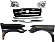 5-Piece Kit Driver and Passenger Side Halogen Headlight, With bulb(s), Extended Cab Pickup (Access Cab), Includes (2) Fender, (1) Grille Assembly, and (2) Headlight