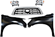 5-Piece Kit Driver and Passenger Side Halogen Headlight, With bulb(s), OE Replacement, Includes (2) Fender, (1) Grille Assembly and (2) Headlight