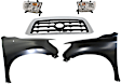 5-Piece Kit Driver and Passenger Side Halogen Headlight, Includes (2) Fender, (1) Grille Assembly, and (2) Headlight, CAPA Certified