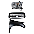 3-Piece Kit, Grille Painted Black, For Models Without Rock Warrior Package, Sport Package and Chrome Bumper, Includes (1) Fender, (1) Grille, and (1) Headlight