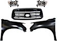 5-Piece Kit, Grille Painted Black, For Models Without Rock Warrior Package, Sport Package and Chrome Bumper, Includes (2) Fender, (1) Grille, and (2) Headlight