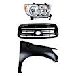 3-Piece Kit Passenger Side Halogen Headlight, With bulb(s), OE Replacement, Includes (1) Fender, (1) Grille Assembly and (1) Headlight