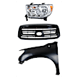 3-Piece Kit Driver Side Halogen Headlight, With bulb(s), OE Replacement, Includes (1) Fender, (1) Grille Assembly and (1) Headlight