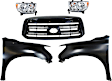 5-Piece Kit Driver and Passenger Side Halogen Headlight, With bulb(s), OE Replacement, Includes (2) Fender, (1) Grille Assembly and (2) Headlight