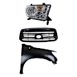 3-Piece Kit, Grille Painted Black, For Models Without Rock Warrior Package, Sport Package and Chrome Bumper, Includes (1) Fender, (1) Grille, and (1) Headlight