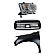 3-Piece Kit, Grille Painted Black, For Models Without Rock Warrior Package, Sport Package and Chrome Bumper, Includes (1) Fender, (1) Grille, and (1) Headlight