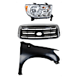 3-Piece Kit Passenger Side Halogen Headlight, With bulb(s), OE Replacement, Includes (1) Fender, (1) Grille Assembly and (1) Headlight