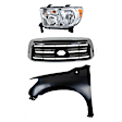 3-Piece Kit Driver Side Halogen Headlight, With bulb(s), OE Replacement, Includes (1) Fender, (1) Grille Assembly and (1) Headlight