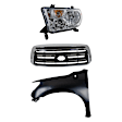 3-Piece Kit, Grille Chrome Shell with Textured Black Insert, For Models Without Rock Warrior Package, Sport Package and Chrome Bumper, Includes (1) Fender, (1) Grille, and (1) Headlight