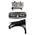 3-Piece Kit Driver Side Halogen Headlight, Includes (1) Fender, (1) Grille Assembly, and (1) Headlight, CAPA Certified
