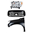 3-Piece Kit Driver Side Halogen Headlight, With bulb(s), OE Replacement, Includes (1) Fender, (1) Grille Assembly and (1) Headlight