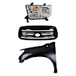 3-Piece Kit Driver Side Halogen Headlight, Includes (1) Fender, (1) Grille Assembly, and (1) Headlight, CAPA Certified