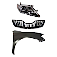 3-Piece Kit Passenger Side Halogen Headlight, USA Built Vehicle, Includes (1) Fender, (1) Grille Assembly, and (1) Headlight, CAPA Certified