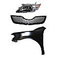 3-Piece Kit Driver Side Halogen Headlight, USA Built Vehicle, Includes (1) Fender, (1) Grille Assembly, and (1) Headlight, CAPA Certified