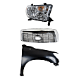 3-Piece Kit, Grille Chrome Shell with Satin Nickel Insert, For Models With Rock Warrior Package and Sport Package, Includes (1) Fender, (1) Grille, and (1) Headlight