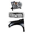 3-Piece Kit, Grille Chrome Shell with Satin Nickel Insert, For Models With Rock Warrior Package and Sport Package, Includes (1) Fender, (1) Grille, and (1) Headlight