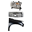 3-Piece Kit Passenger Side Halogen Headlight, Includes (1) Fender, (1) Grille Assembly, and (1) Headlight, CAPA Certified