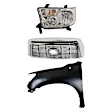 3-Piece Kit Driver Side Halogen Headlight, Includes (1) Fender, (1) Grille Assembly, and (1) Headlight, CAPA Certified