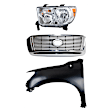3-Piece Kit Driver Side Halogen Headlight, With bulb(s), OE Replacement, Includes (1) Fender, (1) Grille Assembly and (1) Headlight