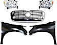 5-Piece Kit Driver and Passenger Side Halogen Headlight, With bulb(s), OE Replacement, Includes (2) Fender, (1) Grille Assembly and (2) Headlight