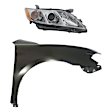 2-Piece Kit Passenger Side Halogen Headlight, With bulb(s), USA Built Vehicle, OE Replacement, Includes (1) Fender and (1) Headlight