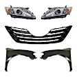 5-Piece Kit Driver and Passenger Side Halogen Headlight, USA Built Vehicle, Includes (2) Fender, (1) Grille Assembly, and (2) Headlight
