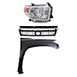 3-Piece Kit, Grille Painted Gray, For Models With Front Emblem, CAPA Certified, Includes (1) Fender, (1) Grille, and (1) Headlight