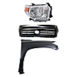 3-Piece Kit, Grille Painted Black, For Models With Front Emblem, CAPA Certified, Includes (1) Fender, (1) Grille, and (1) Headlight