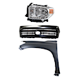 3-Piece Kit, Grille Painted Black, For Models With Front Emblem, CAPA Certified, Includes (1) Fender, (1) Grille, and (1) Headlight