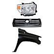 3-Piece Kit, Grille Painted Black, For Models With Front Emblem, Includes (1) Fender, (1) Grille, and (1) Headlight