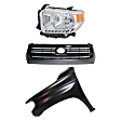 2017 Toyota Tundra - 3-Piece Kit Grille, Painted Black, For Models With Front Emblem,  Includes (1) Fender, (1) Grille, and (1) Headlight