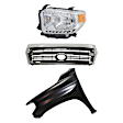 3-Piece Kit, Grille Chrome, For Models With Front Emblem, Standard Type, Includes (1) Fender, (1) Grille, and (1) Headlight