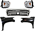 5-Piece Kit, Grille Chrome, For Models With Front Emblem, Standard Type, Includes (2) Fender, (1) Grille, and (2) Headlight