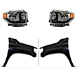 4-Piece Kit Driver and Passenger Side Halogen Headlight, With bulb(s), OE Replacement, Includes (2) Fender and (2) Headlight