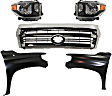 5-Piece Kit, Grille Chrome, For Models With Front Emblem, Standard Type, Includes (2) Fender, (1) Grille, and (2) Headlight