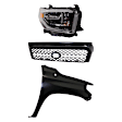 3-Piece Kit, Grille Painted Gray, Standard Type, For Models With Front Emblem, Without Chrome Surround, Includes (1) Fender, (1) Grille, and (1) Headlight