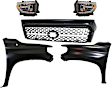5-Piece Kit, Grille Painted Gray, Standard Type, For Models With Front Emblem, Without Chrome Surround, Includes (2) Fender, (1) Grille, and (2) Headlight