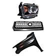 3-Piece Kit, Grille Painted Black, Includes (1) Fender, (1) Grille, and (1) Headlight