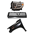 3-Piece Kit, Grille Painted Black, Includes (1) Fender, (1) Grille, and (1) Headlight