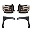 4-Piece Kit, Front, Driver and Passenger Side Fender, CAPA Certified, Includes (2) Fender and (2) Headlight