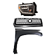 3-Piece Kit, Grille Painted Black, Includes (1) Fender, (1) Grille, and (1) Headlight