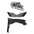 2007 Toyota Camry - 3-Piece Kit Passenger Side Halogen Headlight, Without bulb(s),  Japan Built Vehicle, OE Replacement, Sedan,  Includes (1) Fender, (1) Grille Assembly, and (1) Headlight