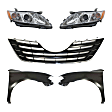 2007 Toyota Camry - 5-Piece Kit Driver and Passenger Side Halogen Headlight, With bulb(s), USA Built Vehicle, OE Replacement,  Includes (2) Fender, (1) Grille Assembly, and (2) Headlight