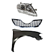3-Piece Kit Passenger Side Halogen Headlight, Without bulb(s), Includes (1) Fender, (1) Grille Assembly, and (1) Headlight
